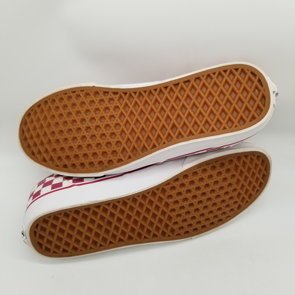 Vans Sneakers Women Size 11 Burgundy White Checkerboard Canvas Lace Up Low Top - Picture 5 of 8